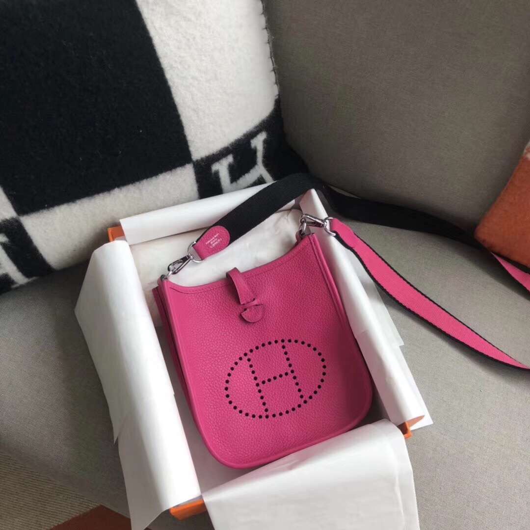 에르메스 미니 에블린16 로즈핑크 은장 토고가죽